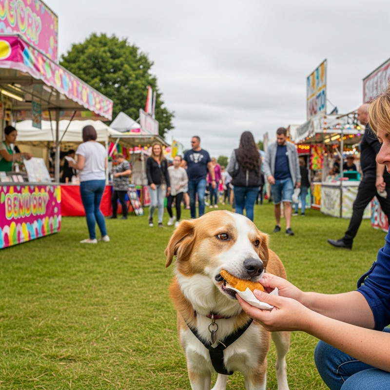 Dog Enjoying Food at Country Fair Mela Dog Enjoying Food at Country Fair Mela