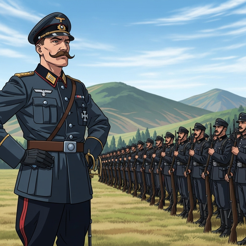 Austrian Officer Leading German Soldiers | Mustached Commander