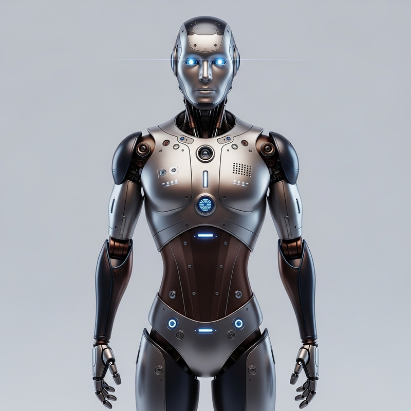 Standing AI Robot: Futuristic Front View