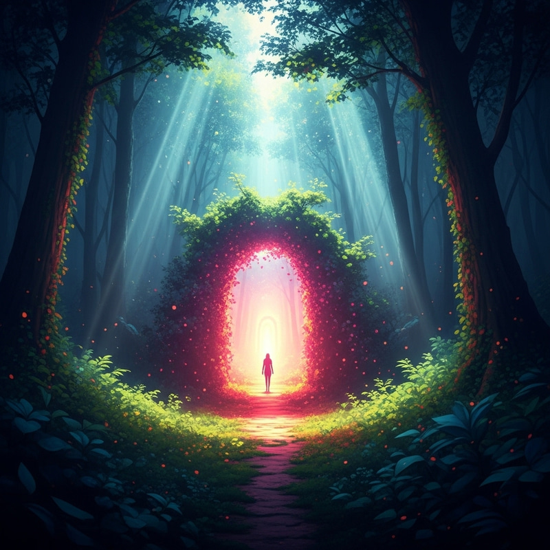 Enchanting Mystical Forest Portal - Surreal & Vibrant Scene Enchanting Mystical Forest Portal - Surreal & Vibrant Scene