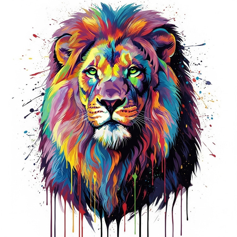 Majestic Lion in Psychedelic Art Style | Fierce Gaze & Vibrant Hues Majestic Lion in Psychedelic Art Style | Fierce Gaze & Vibrant Hues
