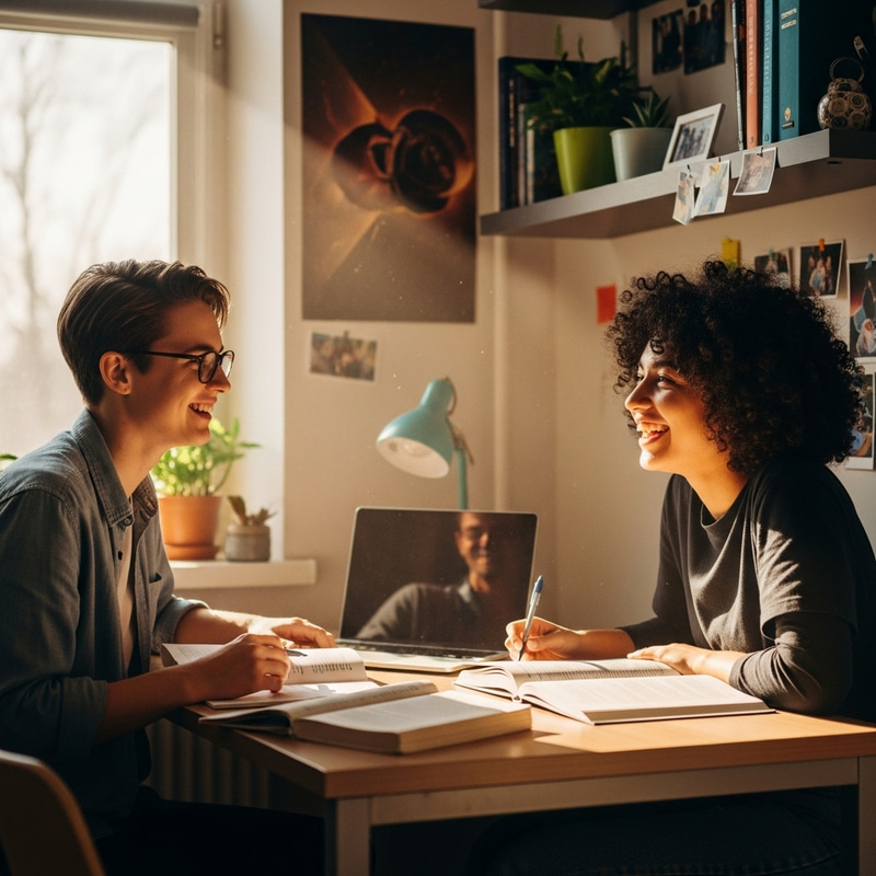 Jovial Interaction in Dormitory: Short Hair vs Curly Hair Jovial Interaction in Dormitory: Short Hair vs Curly Hair