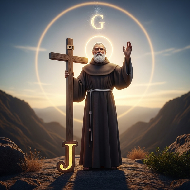 Symbolic Representation of Saint Bento Cruz with Celestial 'J' and 'G'