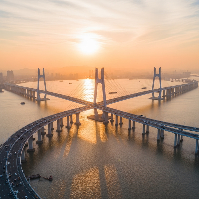 World's Longest Bridge over Huangpu River: Aerial Masterpiece