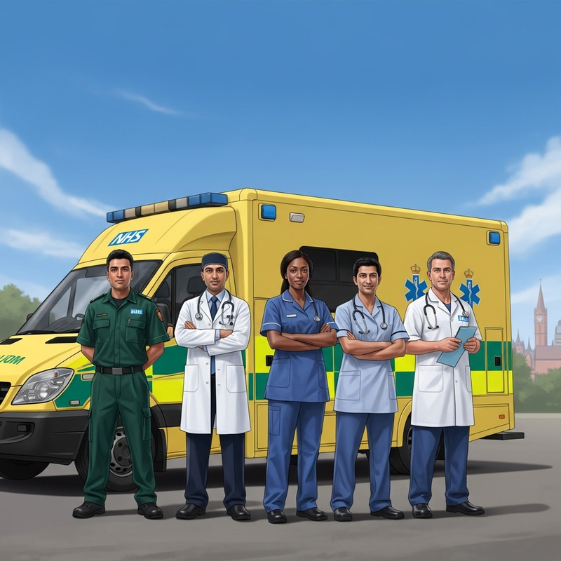 Diverse UK NHS Healthcare Team in Action Diverse UK NHS Healthcare Team in Action