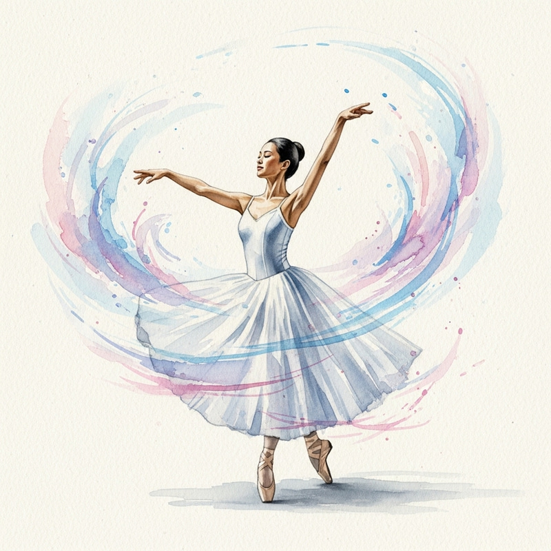 Graceful Ballet Dance Watercolor Art Graceful Ballet Dance Watercolor Art