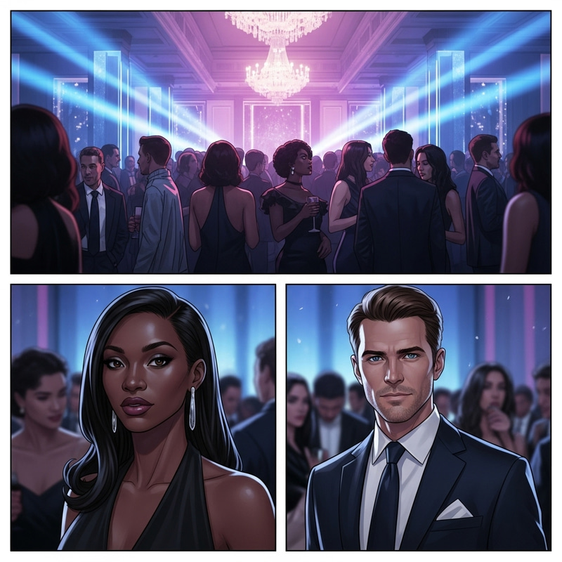 Vibrant Party Scene at Luxurious Venue - Ava & Mark in Focus