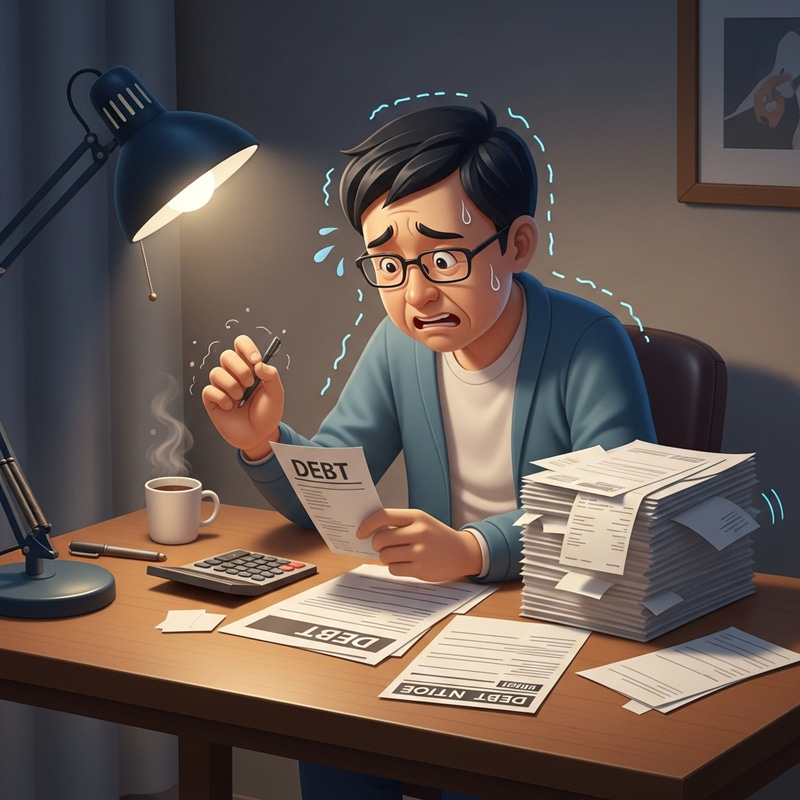 Worried Person Reviewing Bills | Animated GIF Worried Person Reviewing Bills | Animated GIF