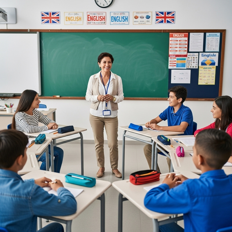 Inspiring Hispanic English Teacher Engaging Students in Interactive Classroom Inspiring Hispanic English Teacher Engaging Students in Interactive Classroom