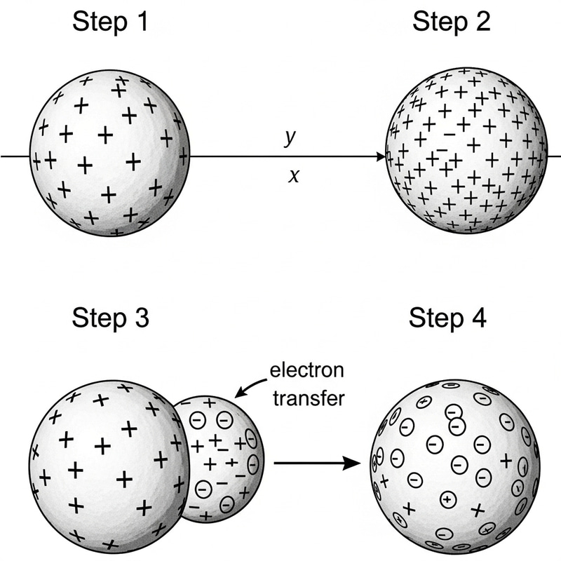 Electron Transfer Between Neutral and Positive Bodies: Step by Step Process Electron Transfer Between Neutral and Positive Bodies: Step by Step Process
