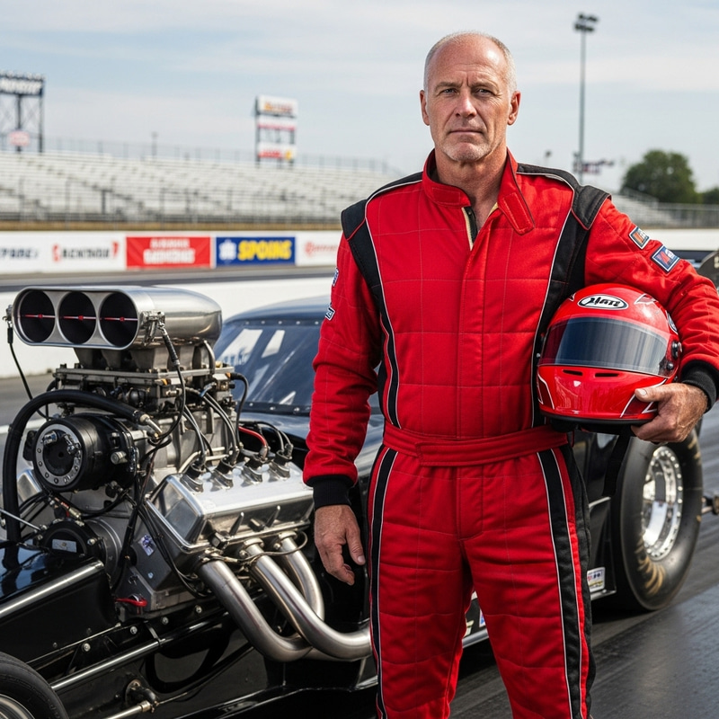 Elon Musk as Drag Racer on Exciting Racetrack Elon Musk as Drag Racer on Exciting Racetrack