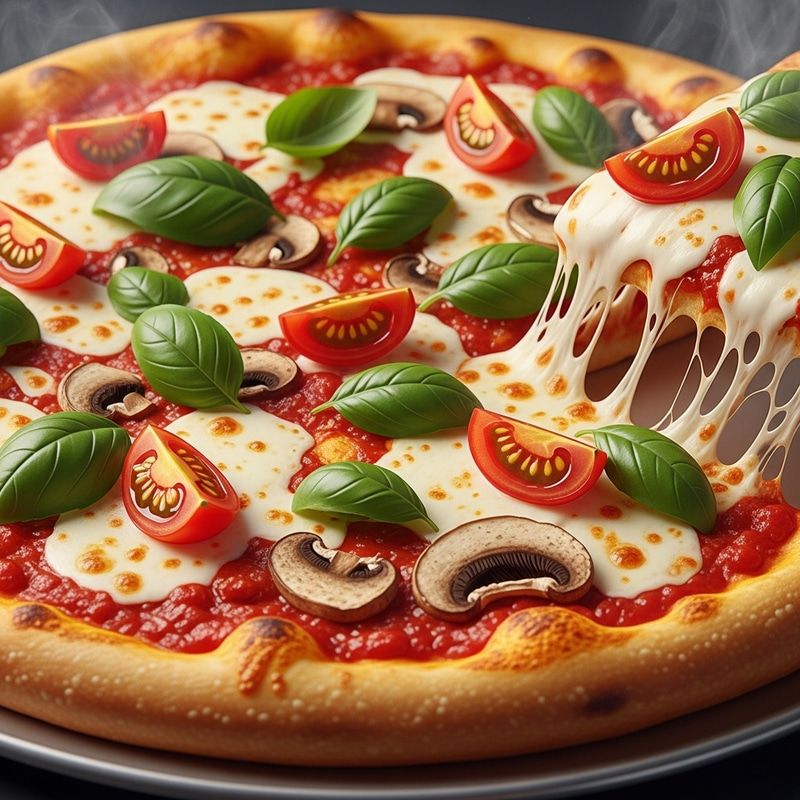 Delicious Pizza: Oven-Fresh with Tomato Sauce and Mozzarella Cheese Delicious Pizza: Oven-Fresh with Tomato Sauce and Mozzarella Cheese
