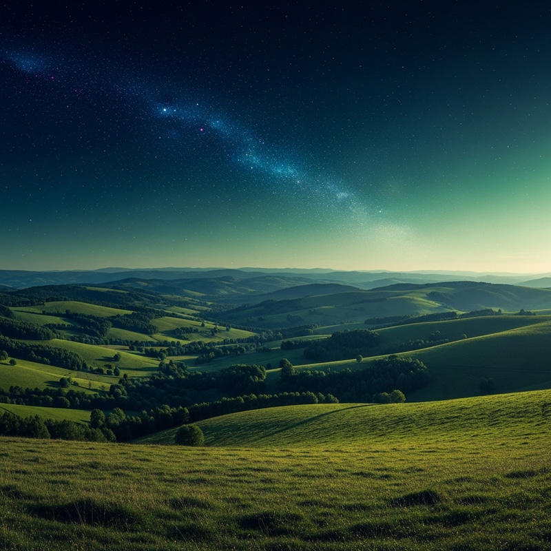 Sweeping Celestial Landscape: Grand Country Scene in Indigo & Emerald