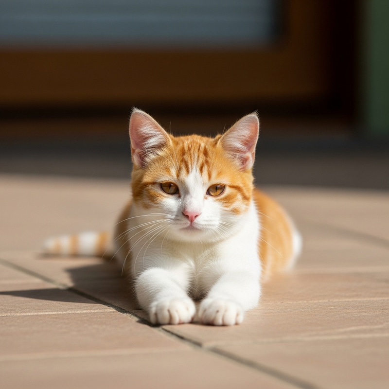 Beautiful House Cat Resting in Sunlight