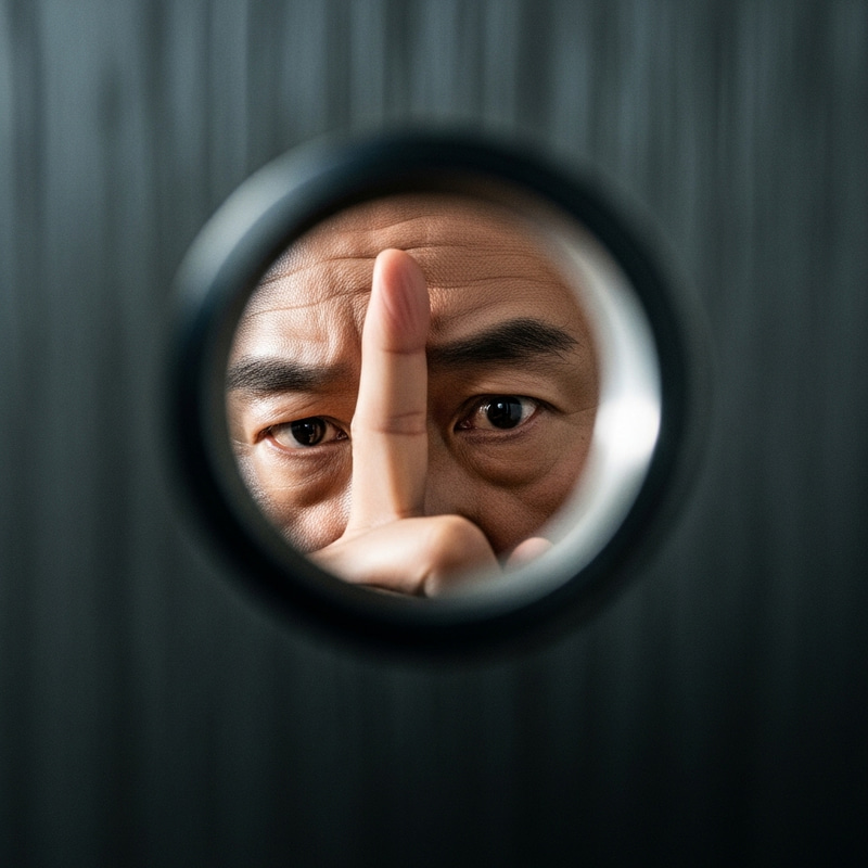 Kim Jong-un Suspiciously Peering Through Door Peephole Kim Jong-un Suspiciously Peering Through Door Peephole
