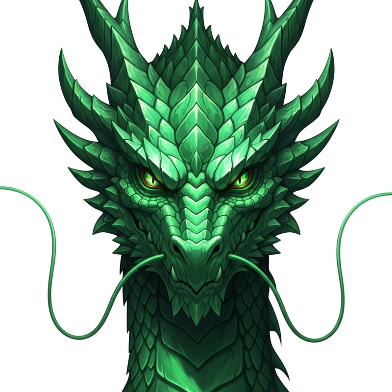 Emerald Dragon Head - Awe-Inspiring Mythical Beauty Emerald Dragon Head - Awe-Inspiring Mythical Beauty