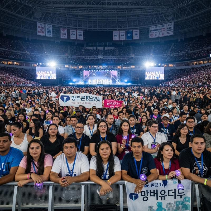 Excitement at Packed Stadium for Diverse BTS K-Pop Fans