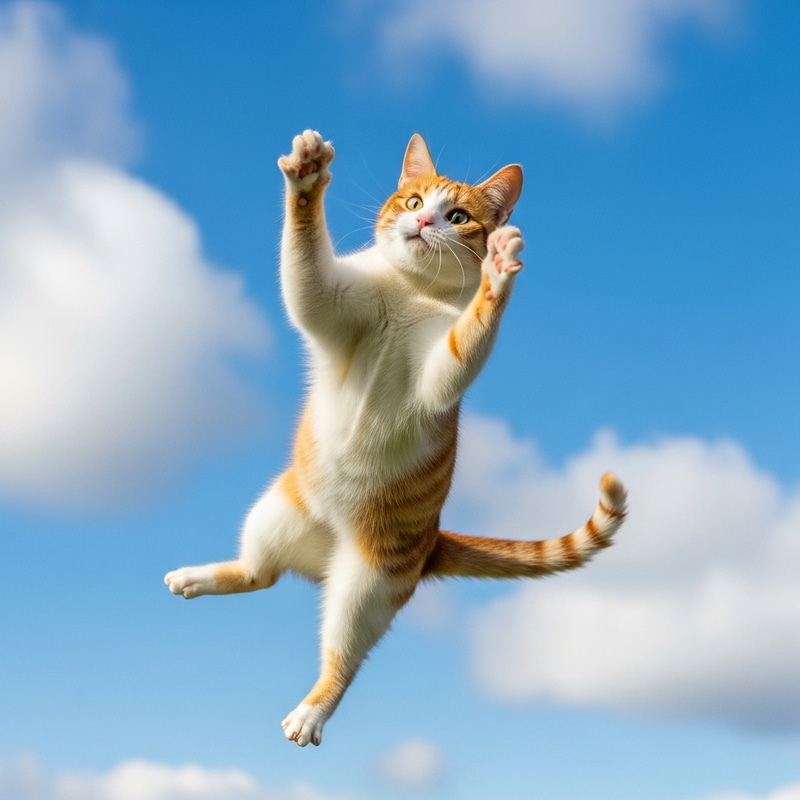 Jumping Cat in Mid-Air | Beautiful Orange and White Fur Jumping Cat in Mid-Air | Beautiful Orange and White Fur