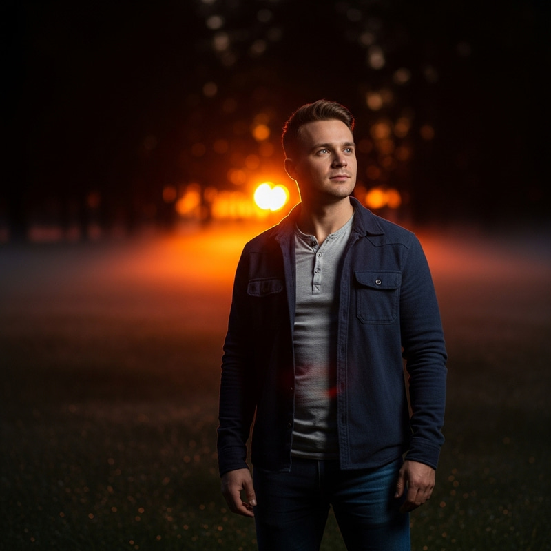 Hopeful Man Watching the Sunrise