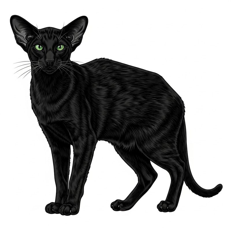 Oriental Cat Black Vector Drawing - Detailed Illustration Oriental Cat Black Vector Drawing - Detailed Illustration