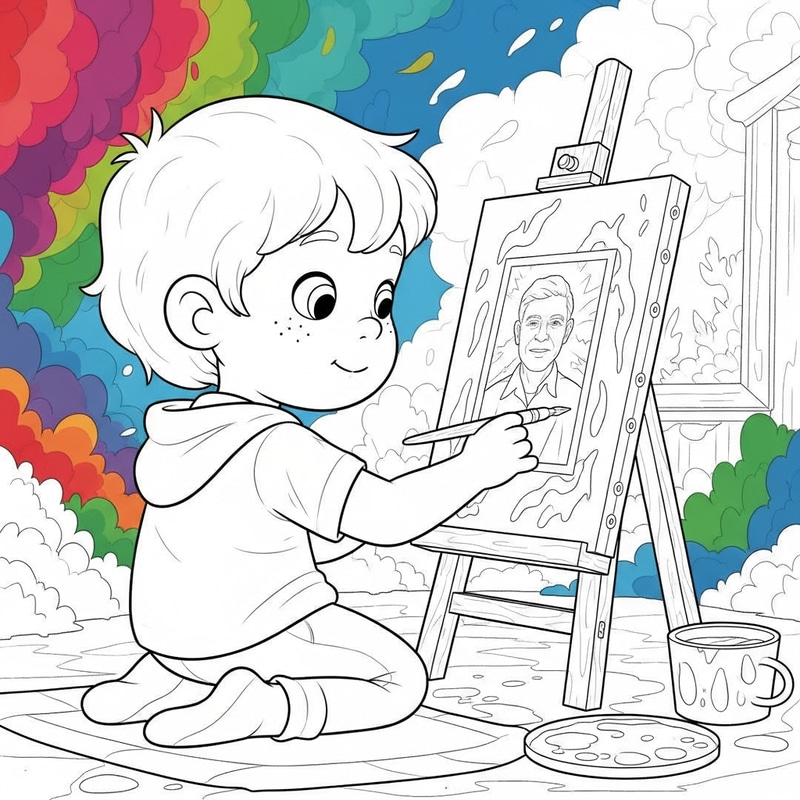 Whimsical Tribute Painting by Young Child | Imaginative Scene Whimsical Tribute Painting by Young Child | Imaginative Scene