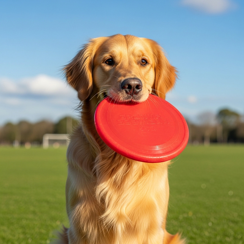 Adorable Dog with Bright Eyes Playing Happily on Green Field