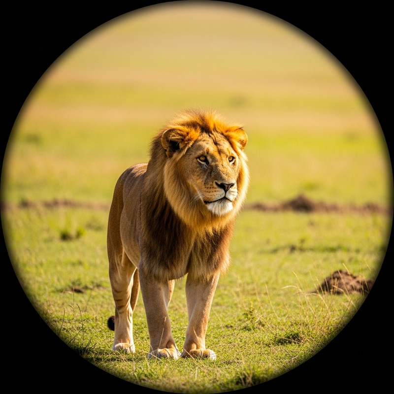 Majestic Lion in Vibrant Savanna Light | Wildlife Photography