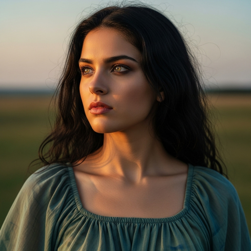 Mesmerizing Gypsy with Enchanting Blue-Green Eyes Mesmerizing Gypsy with Enchanting Blue-Green Eyes