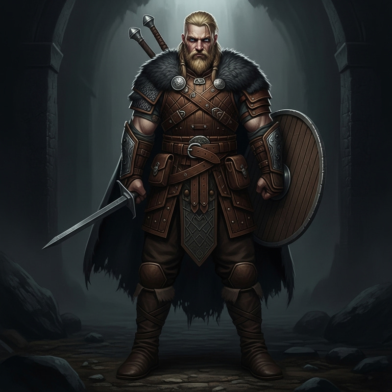 Grimdark Viking Hunter in Detailed Leather Armor Grimdark Viking Hunter in Detailed Leather Armor