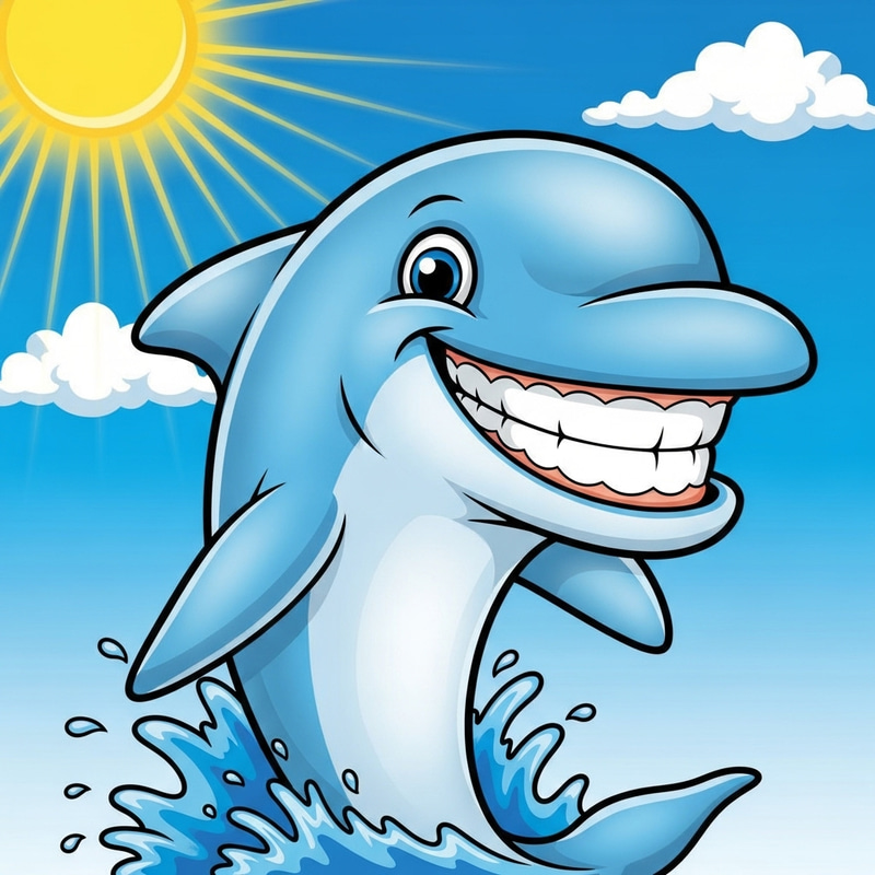 Cartoon Dolphin | Grinning Style Cartoon Dolphin | Grinning Style