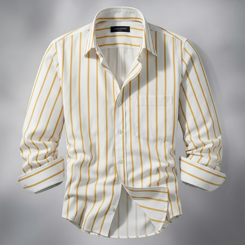 White Shirt with Yellow Stripes