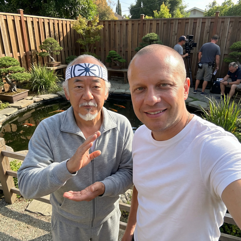 Selfie with Mr. Miyagi at The Karate Kid Set