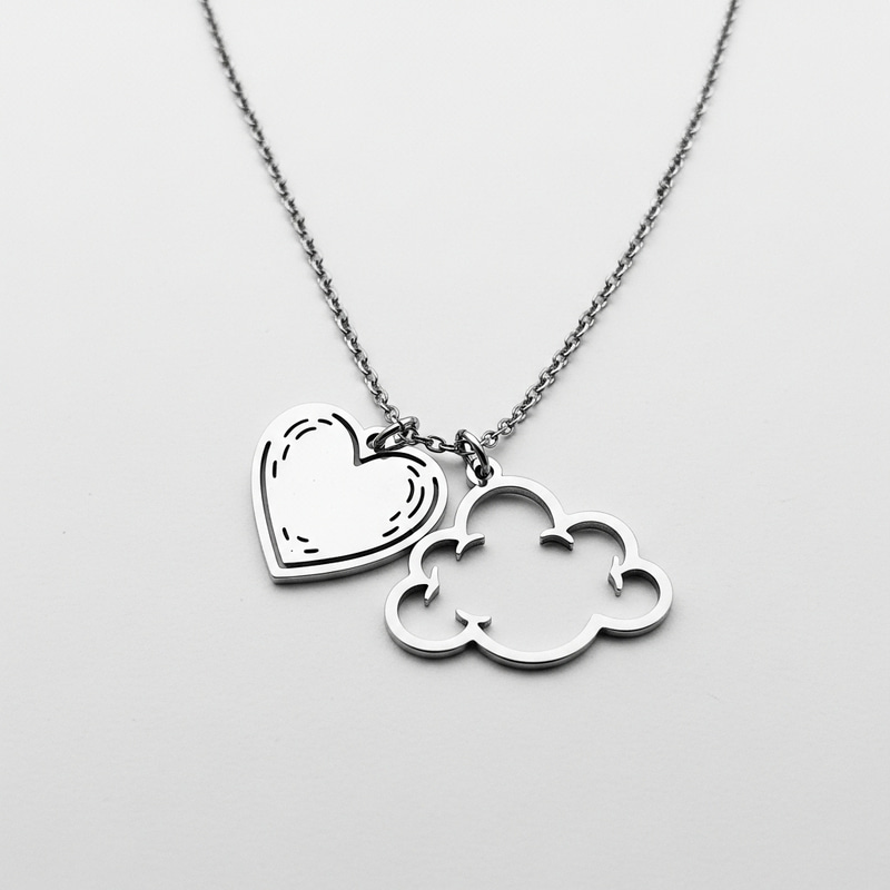 Cute Heart & Cloud Necklace | Elegant Laser-Cut Jewelry