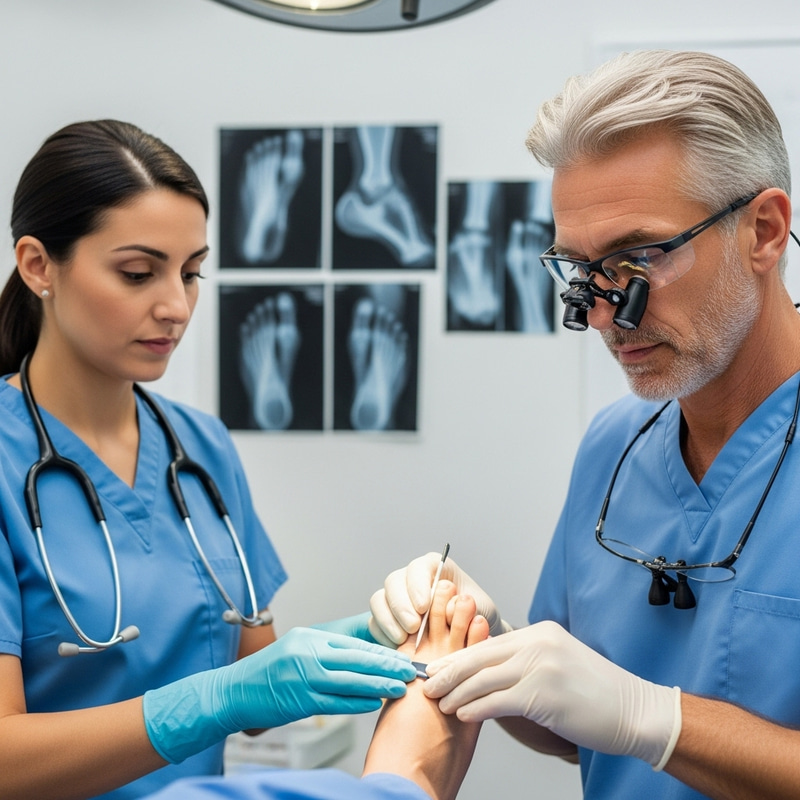 Orthopedic Surgery: Skilled Podiatrist & Assistant Operate on Patient's Foot Orthopedic Surgery: Skilled Podiatrist & Assistant Operate on Patient's Foot
