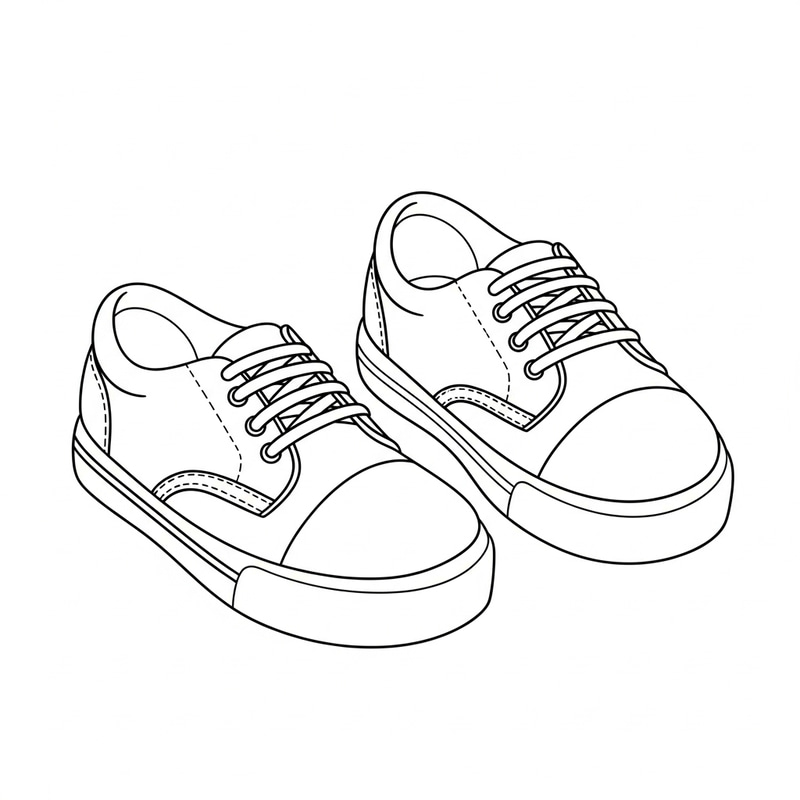 Simple Shoes Line Art for 2-Year-Olds