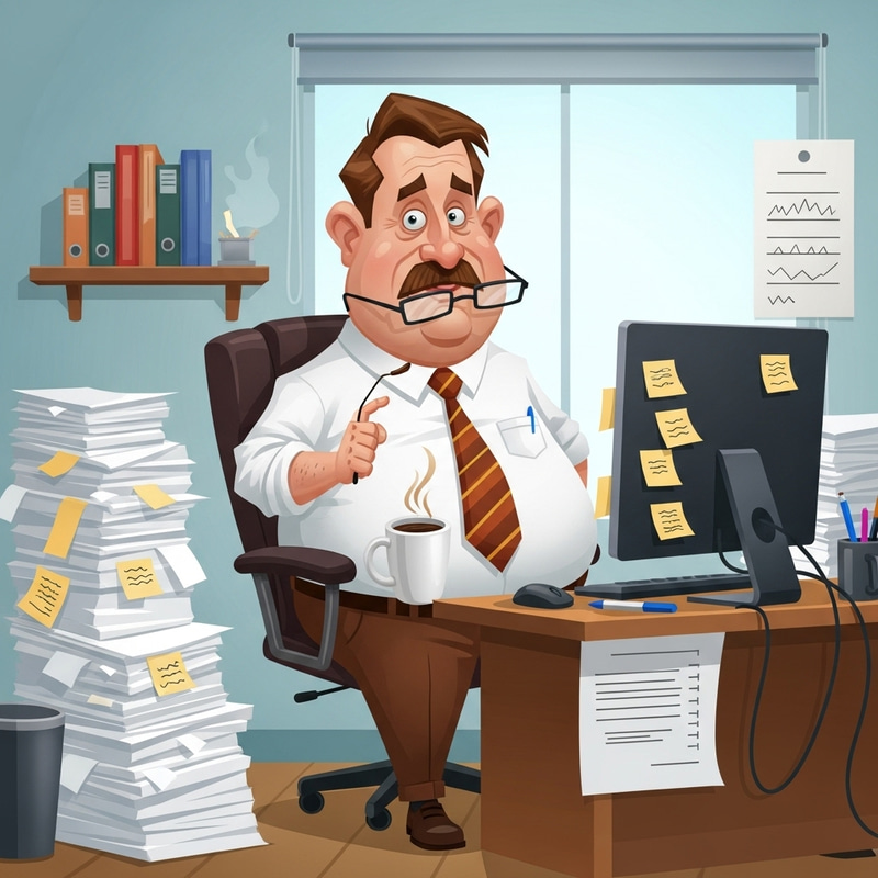 Funny Cartoon Office Worker Illustration Funny Cartoon Office Worker Illustration