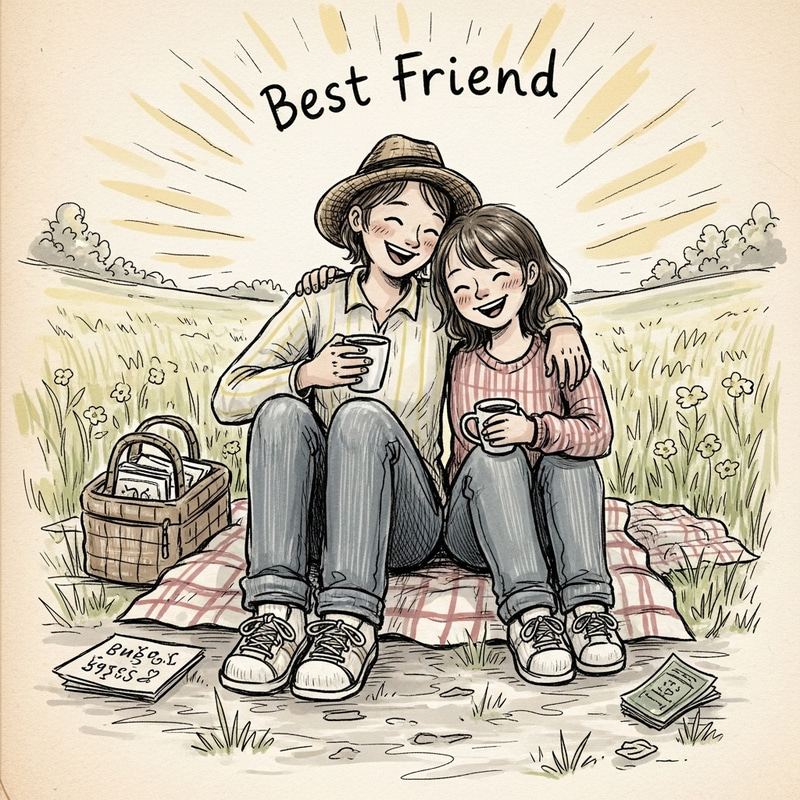 Nostalgic Portrait Illustration - Hand-Drawn Whimsical Art Nostalgic Portrait Illustration - Hand-Drawn Whimsical Art