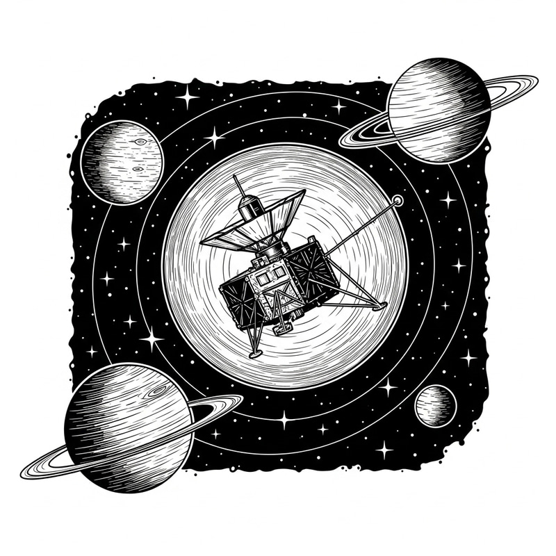 Vintage Voyager Probe Tattoo Art: Solar System Exploration Vintage Voyager Probe Tattoo Art: Solar System Exploration