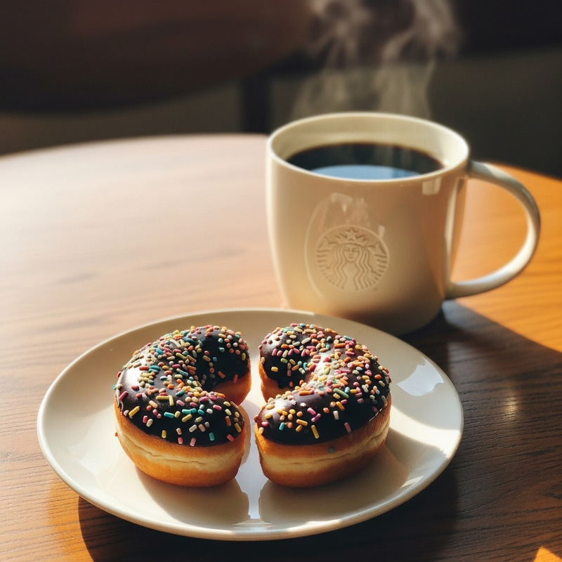 Starbucks Coffee with Donut | Cozy Morning Treats