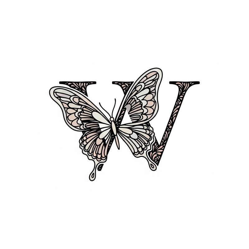 Butterfly 'W' Logo with Minimalist Aesthetic Design