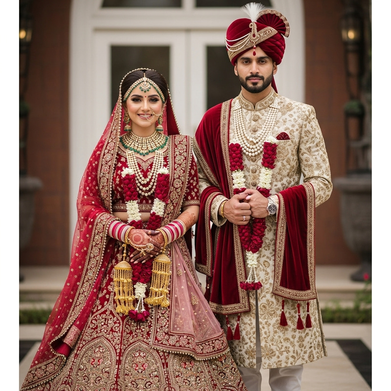 Pakistani Bride and Groom Portrait | Traditional Attire Pakistani Bride and Groom Portrait | Traditional Attire