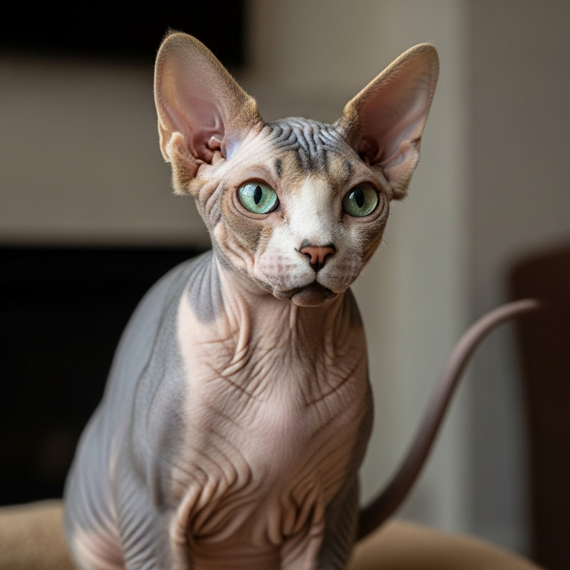 Detailed Visualization of a Sphynx Cat in Warm Setting Detailed Visualization of a Sphynx Cat in Warm Setting