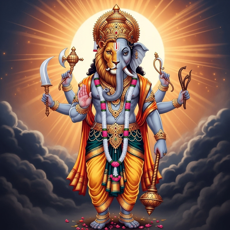 Lord Sharabha: Majestic Yali-Faced Hindu Creature Lord Sharabha: Majestic Yali-Faced Hindu Creature