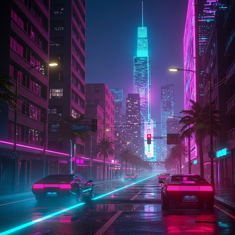 1980s Synthwave Aesthetic | Retro-Futuristic Urban Scene 1980s Synthwave Aesthetic | Retro-Futuristic Urban Scene