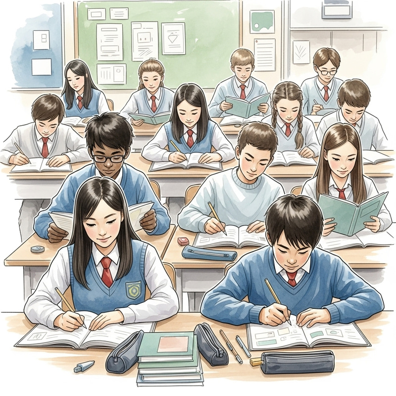 Diverse Students Learning in Watercolor Style Diverse Students Learning in Watercolor Style