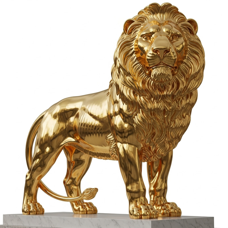 Majestic Gold Lion Statue | Artistic Beauty Majestic Gold Lion Statue | Artistic Beauty