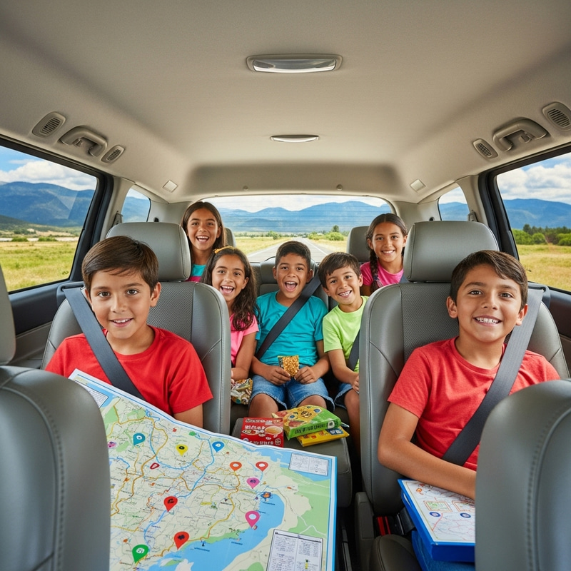 Exciting Road Trip with Brown Kids in a Spacious Minivan Exciting Road Trip with Brown Kids in a Spacious Minivan