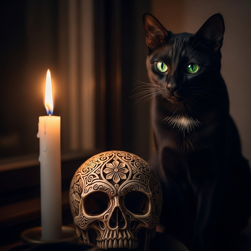 Candle, Cat, Skull - Mystical Vibe Candle, Cat, Skull - Mystical Vibe