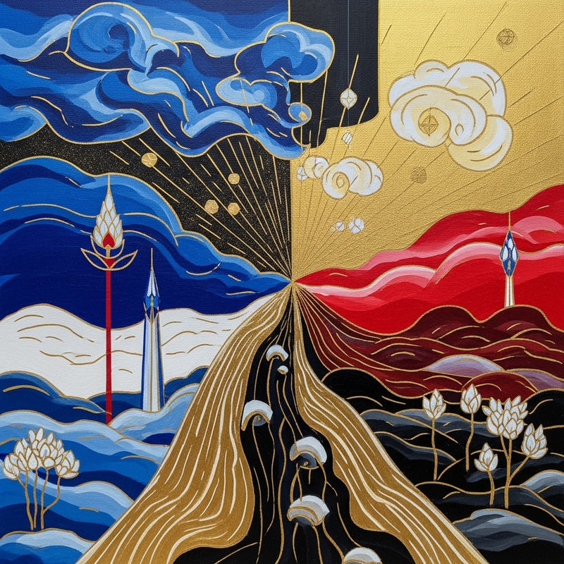 Vibrant Five-Color Harmony with a Golden Touch