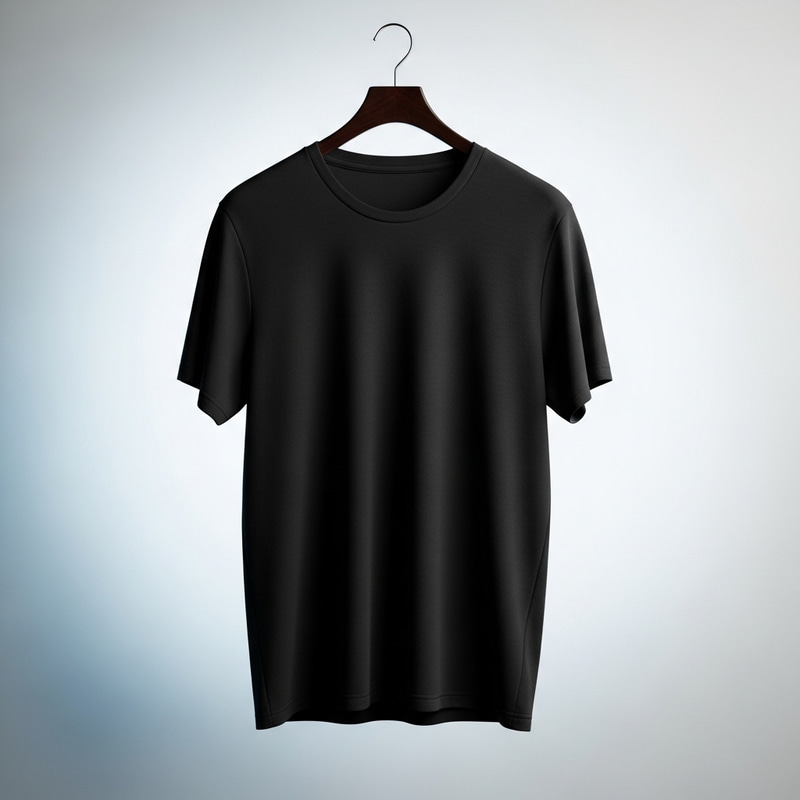 Plain Black T-Shirt on Hanger | Product Photography Studio Shot Plain Black T-Shirt on Hanger | Product Photography Studio Shot